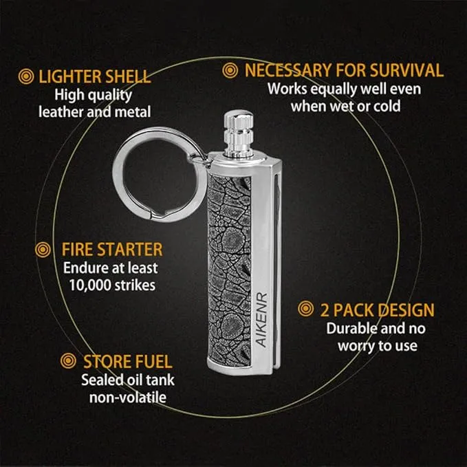 Permanent Match, Keychain Flint Metal Matchstick Fire Starter, Waterproof Emergency Flint Fire Starter for Outdoor Camping Survival,Great Gift