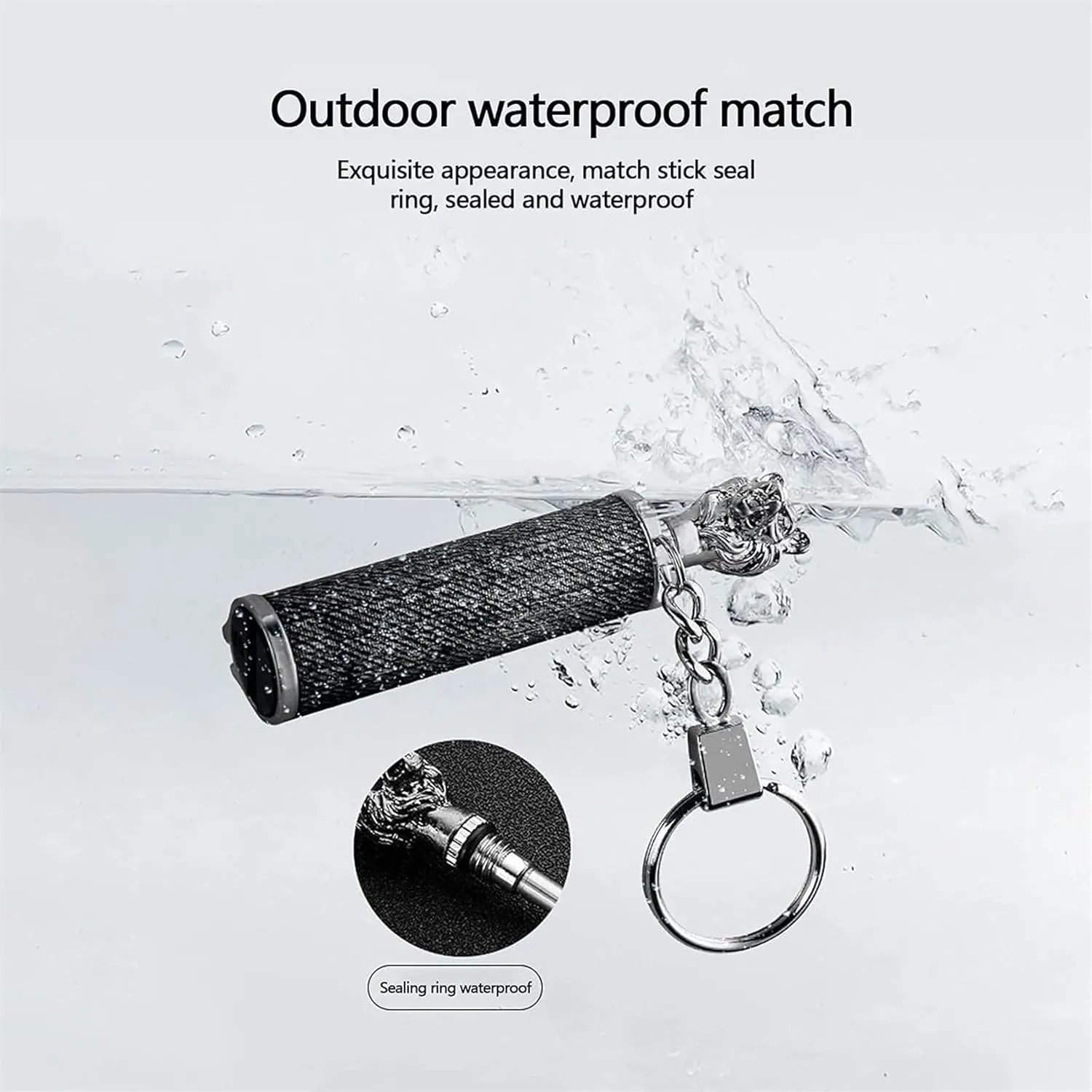 Permanent Match Keychain Lighter, Animal Waterproof Kerosene Reusable Match Flintstone Fire Starter, Metal Camping Emergency Survival Gear (Color : Leopard)