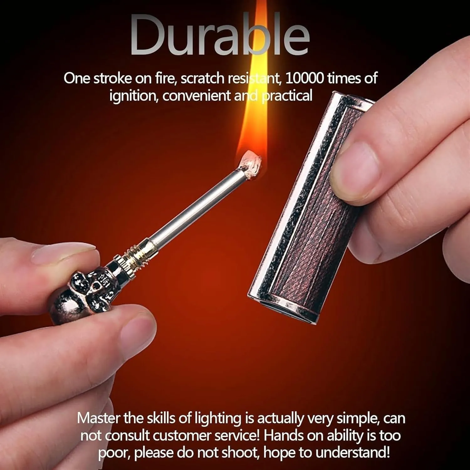 Permanent Match Keychain Lighter, Animal Waterproof Kerosene Reusable Match Flintstone Fire Starter, Metal Camping Emergency Survival Gear (Color : Leopard)