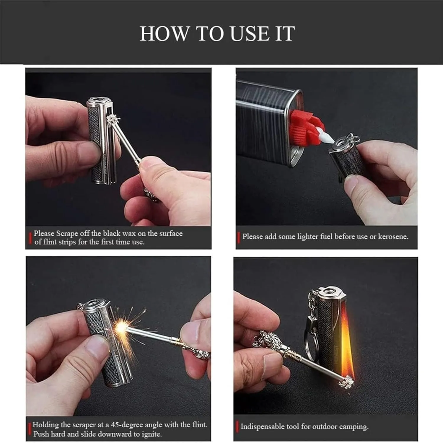 Permanent Match Keychain Lighter, Animal Waterproof Kerosene Reusable Match Flintstone Fire Starter, Metal Camping Emergency Survival Gear (Color : Leopard)
