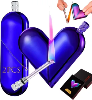 Permanent Match Lighter -2pack Reusable Flint Steel Striker/Kerosene Refillable, Instant Sparks for Tinder & Kindling(Blue)