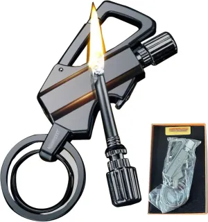 Permanent Match, Metal Forever Match Keychain Lighter, Flint Matchstick Fire Starter for Outdoor Camping Emergency Survival(Black)