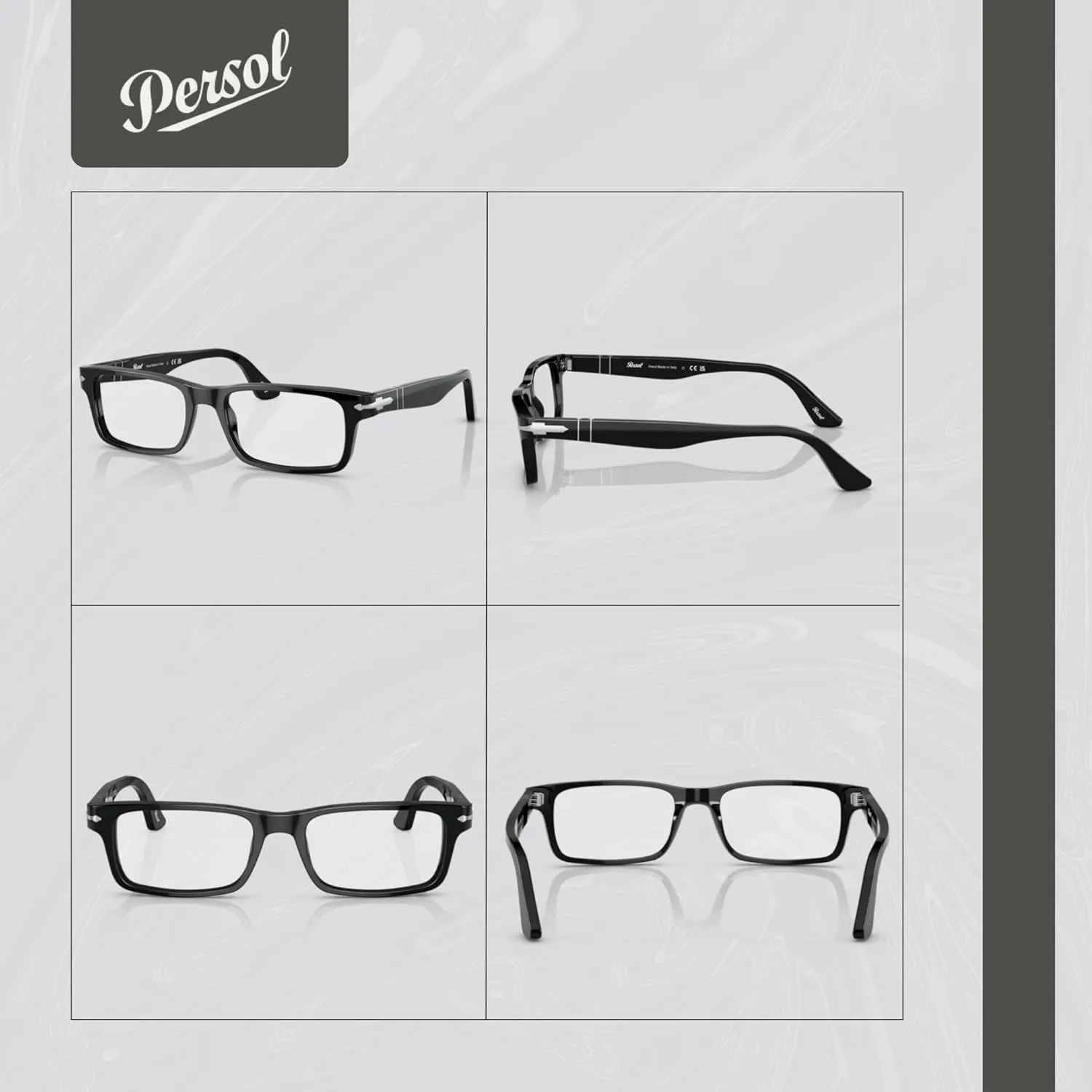Persol PO3050V Rectangle Eyeglasses for Men   BUNDLE With Designer iWear Eyewear Kit