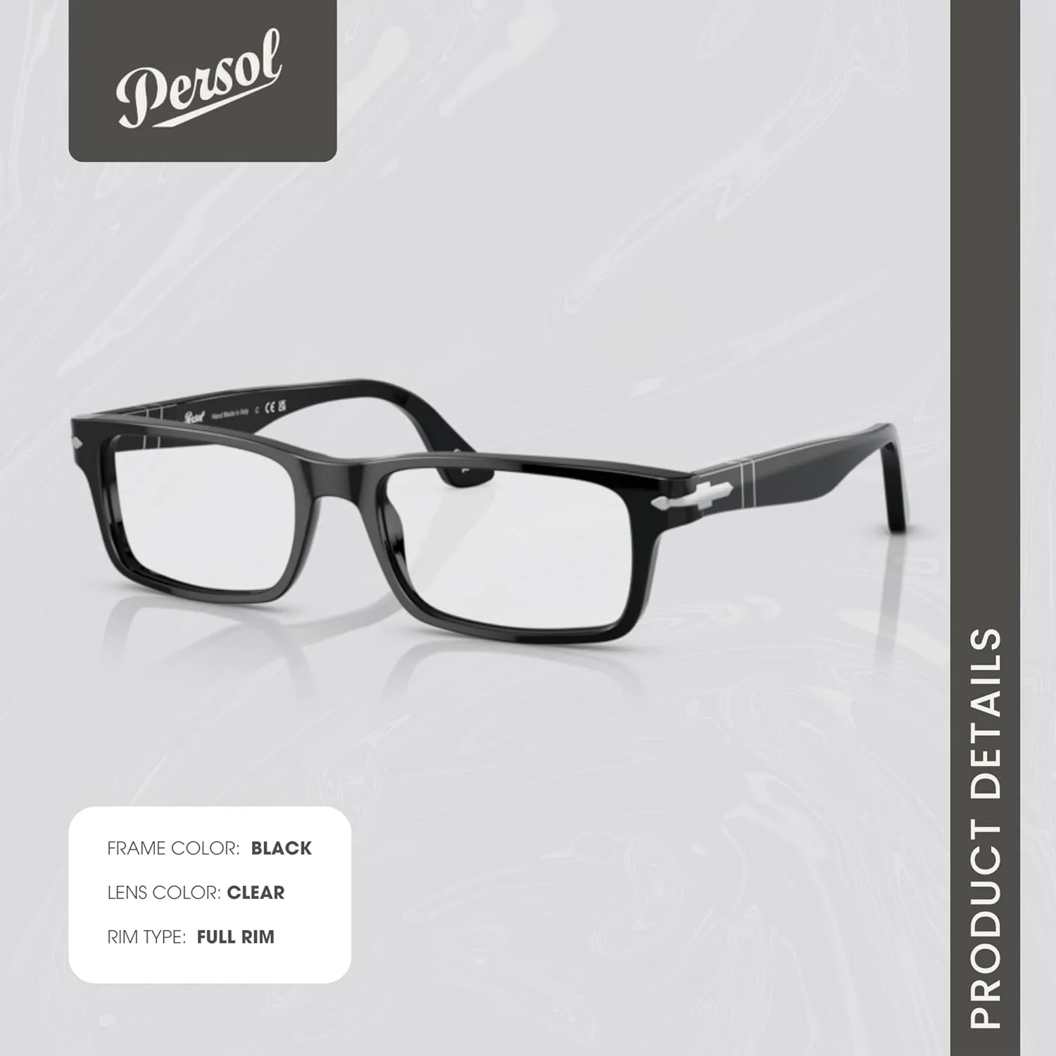 Persol PO3050V Rectangle Eyeglasses for Men   BUNDLE With Designer iWear Eyewear Kit