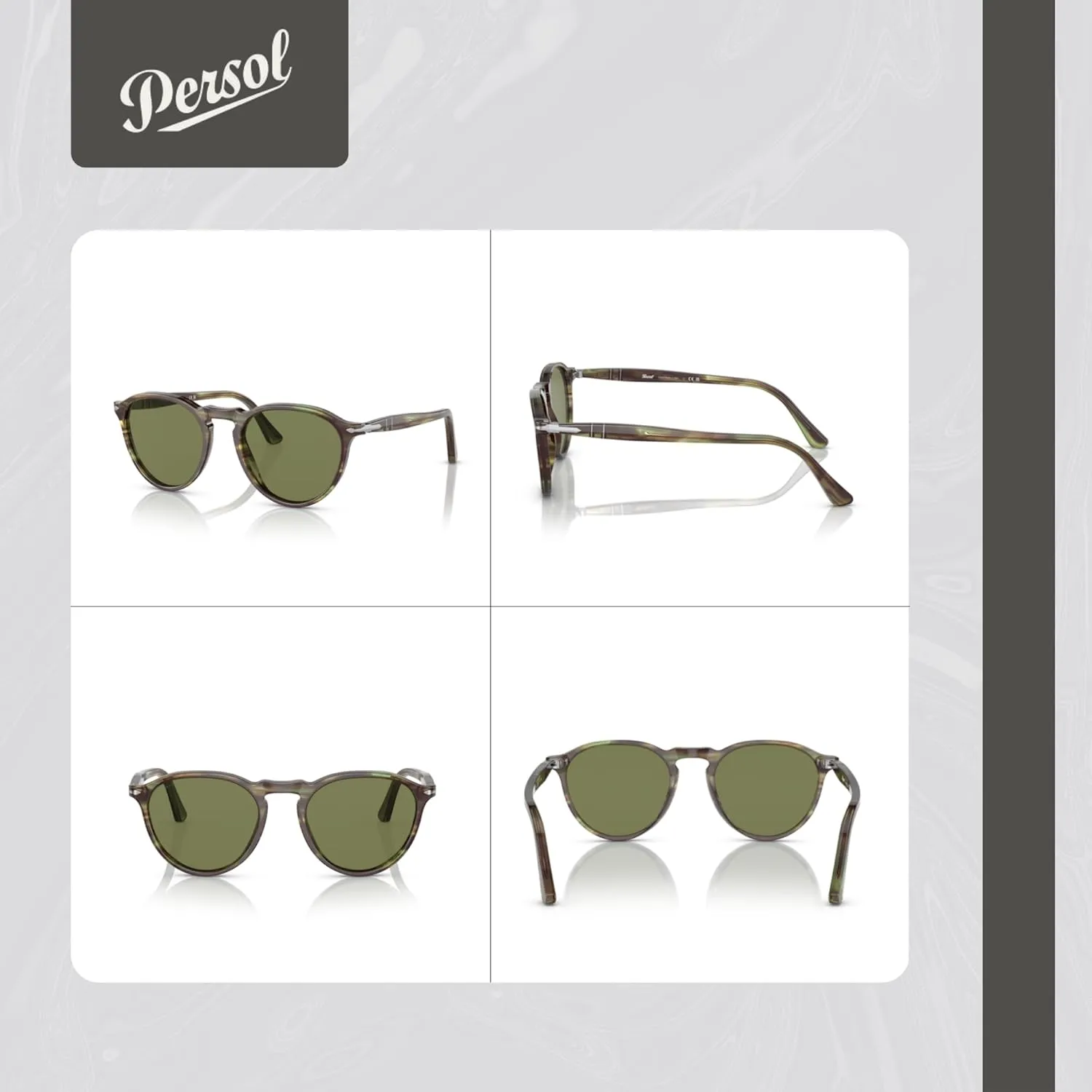 Persol PO3286S Round Sunglasses for Men for Women   BUNDLE With Designer iWear Complimentary Eyewear Kit