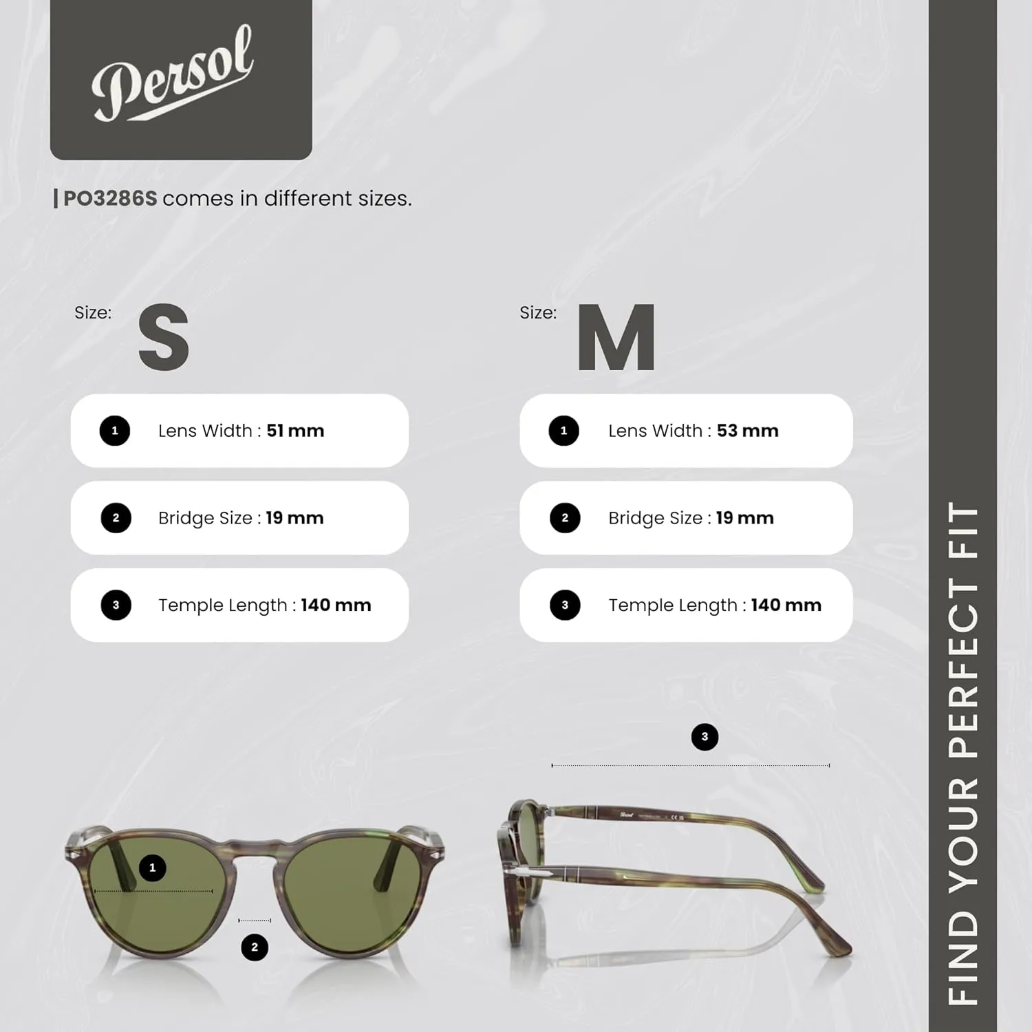 Persol PO3286S Round Sunglasses for Men for Women   BUNDLE With Designer iWear Complimentary Eyewear Kit