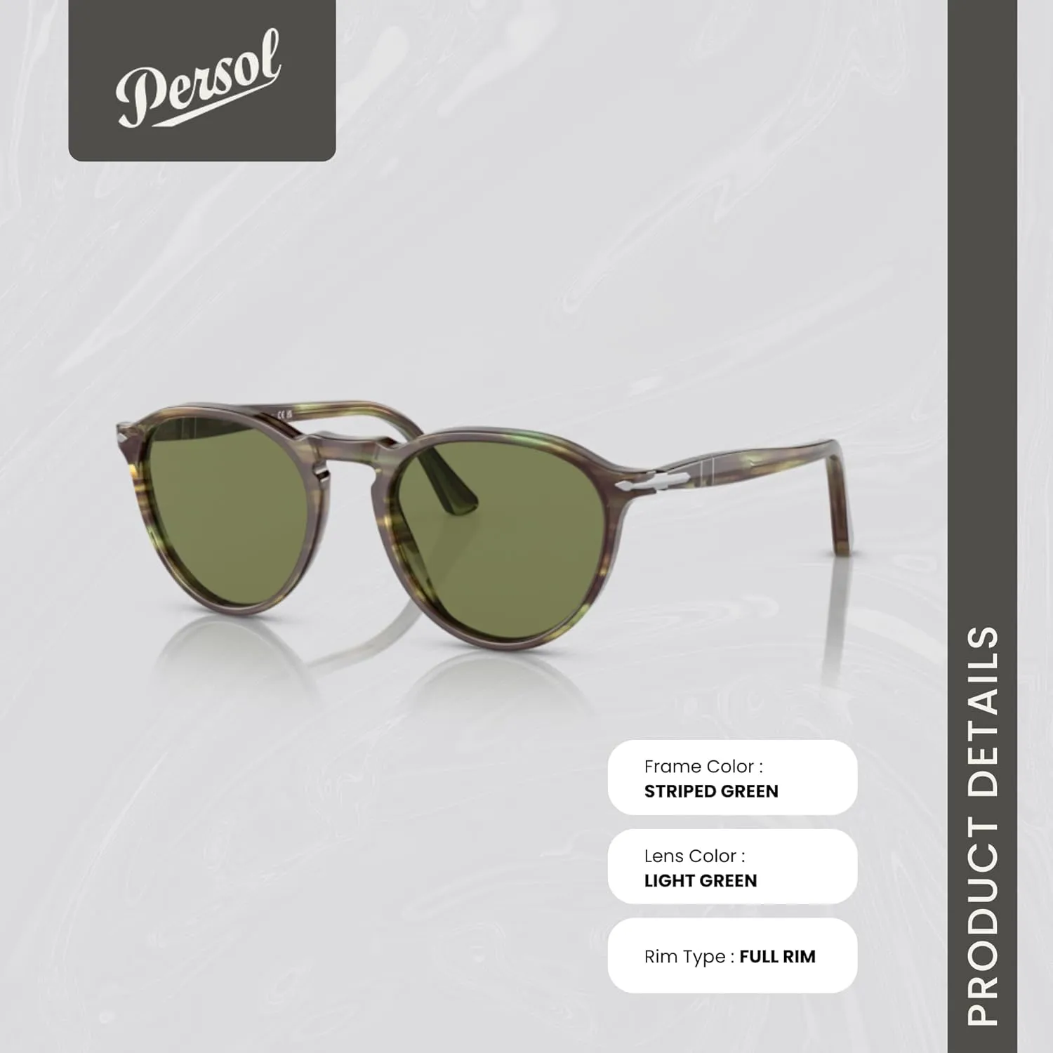 Persol PO3286S Round Sunglasses for Men for Women   BUNDLE With Designer iWear Complimentary Eyewear Kit