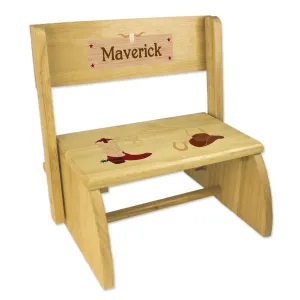 Personalized Wild West Natural Flip Stool