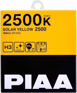 Piaa 22-13403 Solar Yellow H3 Light Bulb (2500K - 12V 55W), 2 Pack, White