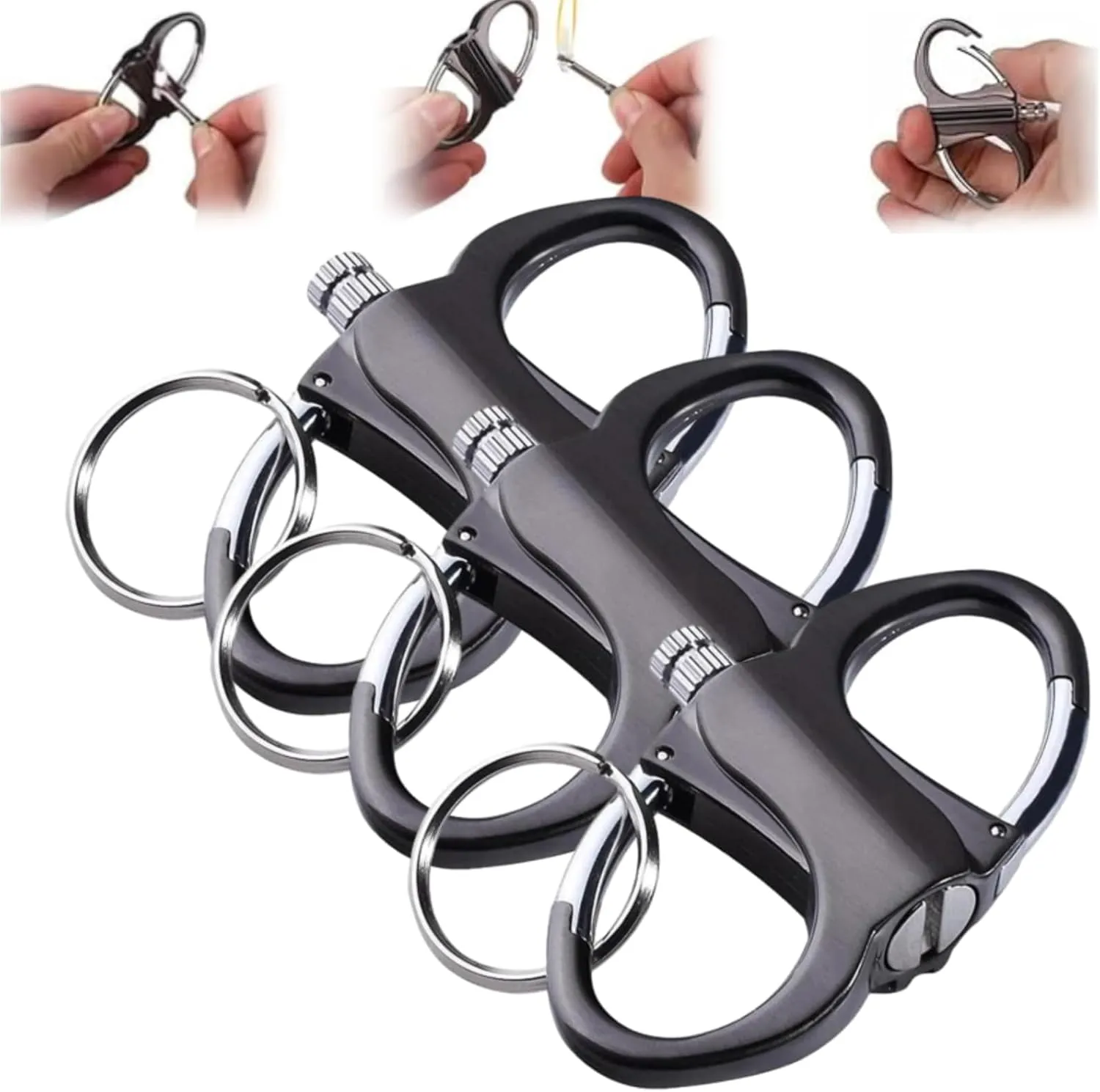 Pickelect Keychain Lighter, Metal Keychain Lighter, Portable Waterproof Flint Fire Starter Match, Lighter Hidden in Keychain, for Outdoor Car and Home (Black*3)