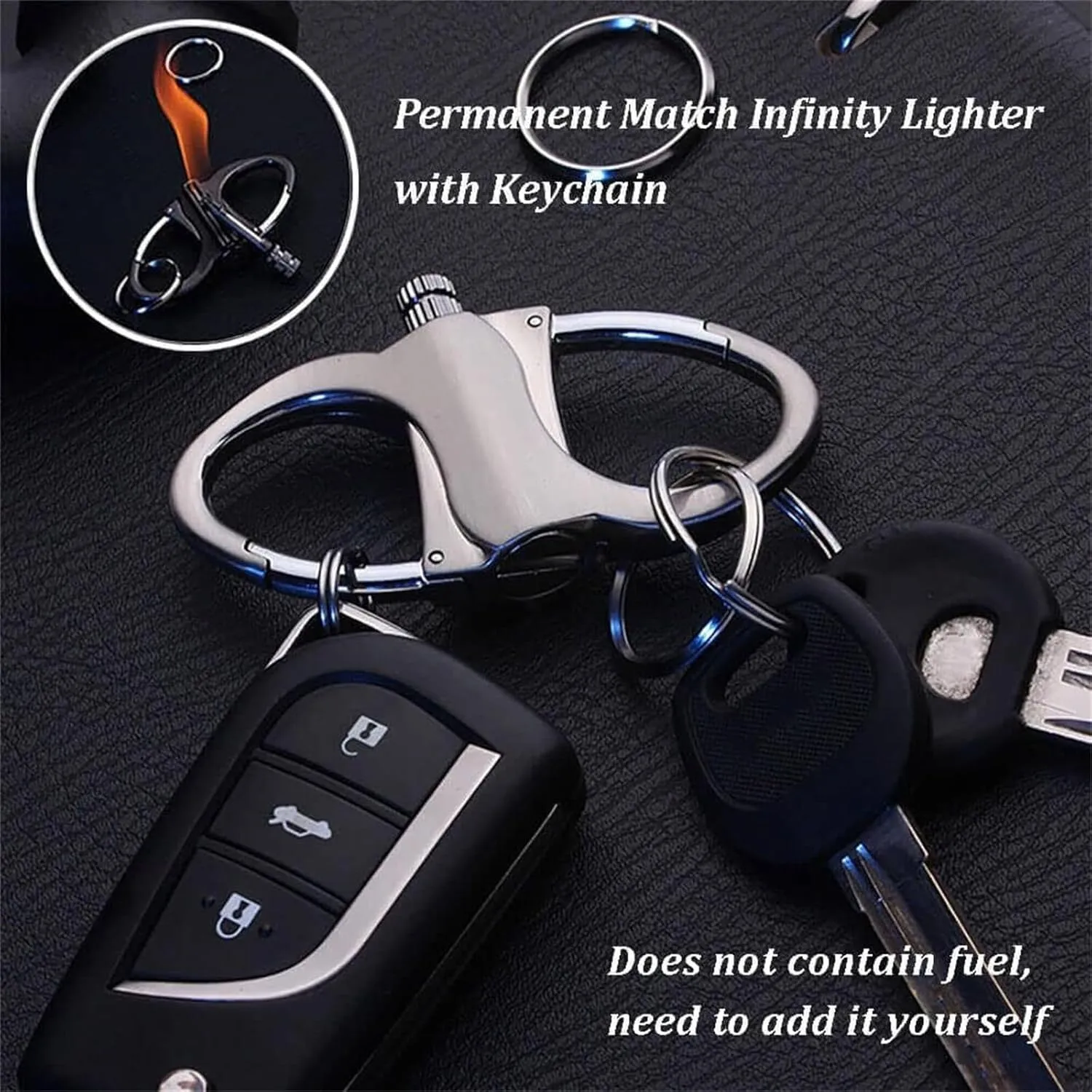 Pickelect Keychain Lighter, Metal Keychain Lighter, Portable Waterproof Flint Fire Starter Match, Lighter Hidden in Keychain, for Outdoor Car and Home (Black*3)