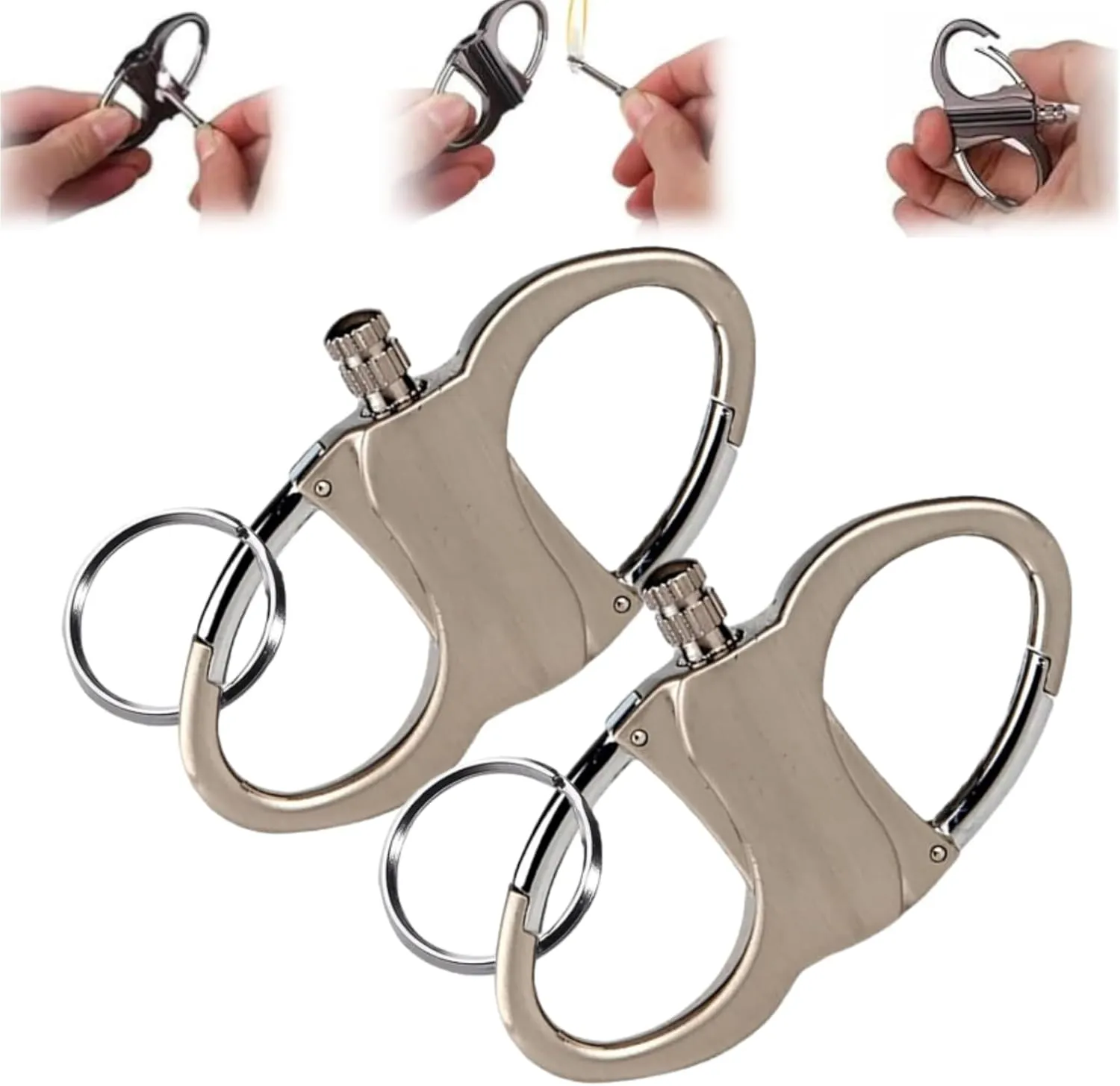 Pickelect Keychain Lighter, Metal Keychain Lighter, Portable Waterproof Flint Fire Starter Match, Lighter Hidden in Keychain, for Outdoor Car and Home (Silver*2)