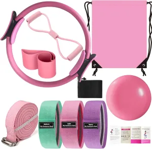 Pilates Essentials Kit for Women - Better Yoga Pilates Kit for Home Workouts with Pilates Ring and Ball Set, Booty Bands, Figure 8 Resistance Band, Yoga Bands for Stretching