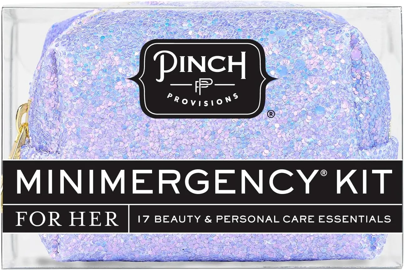 Pinch Provisions Purple Periwinkle Minimergency Kit, Includes 17 Travel-Sized Cosmetic Essentials, Convenient for Purses, Emergency Beauty Accessories, Gifts for Holiday’s & Birthday’s