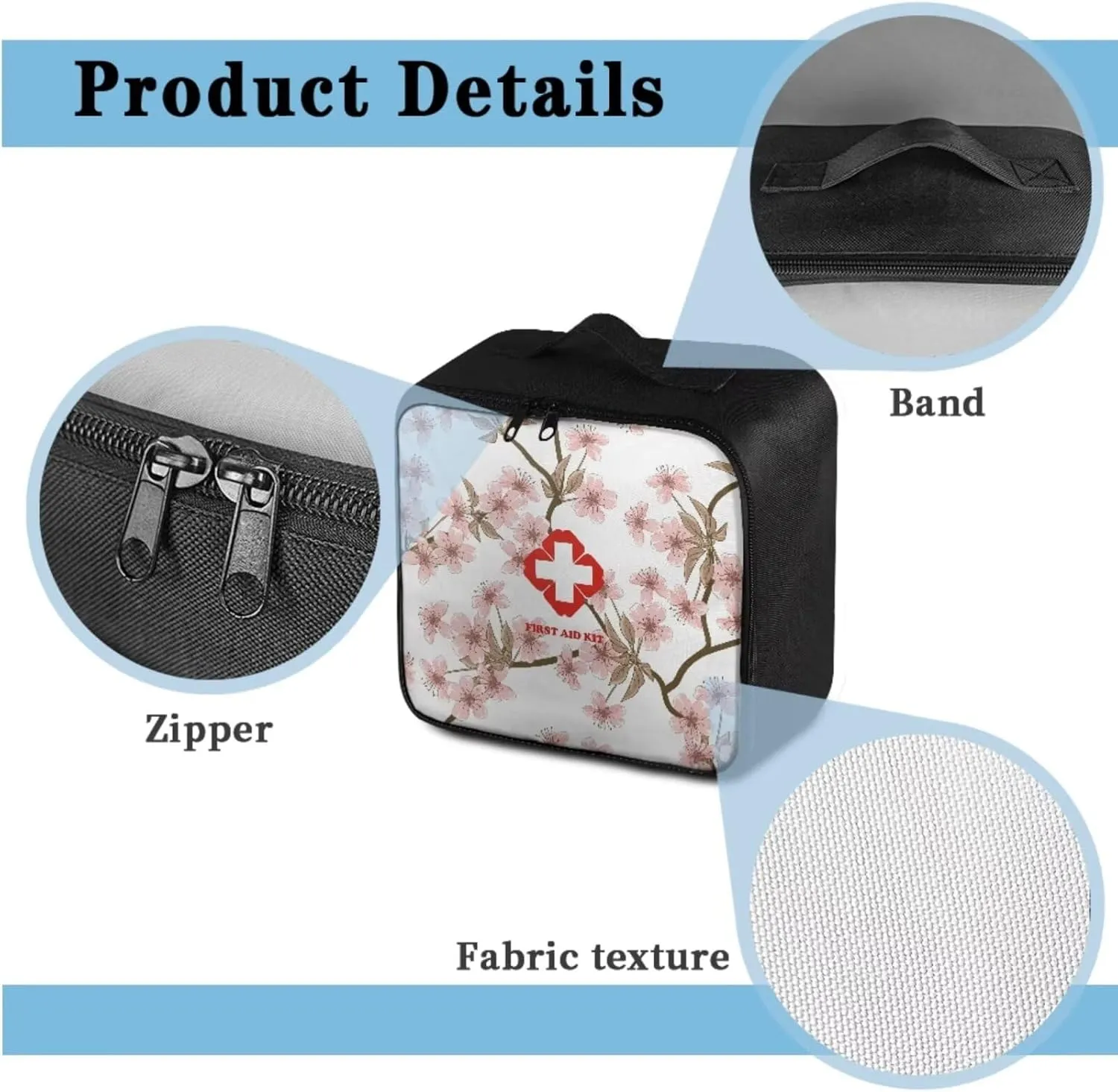 Pink Plum Flower Print Medical kit Bag Empty-First Aid Kit-Medicine Organizer Bag-Medkit-Trauma Aid Kit,Camping-Hiking-Hunting Gear, Essential for Travel and Outdoor Activities (Bag Only)