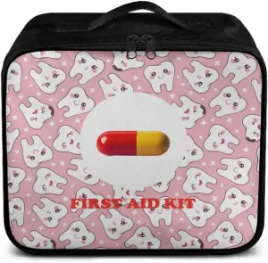 Pink Tooth Emoji Print First Aid Kit-Empty Medical Kit-Trauma Aid Kit-Medicine Organizer Storage,Ideal for Family-Dorm-Traveling-Car-RV-Camping-Hiking-Hunting Essentials Gear (Bag Only)