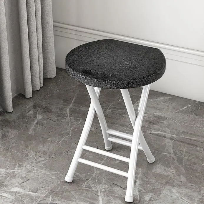 Plastic Folding Stool 20inch Foldable Camping Stool Portable Collapsible Round Stool with Handle for Indoor Outdoor Fishing BBQ(Black)