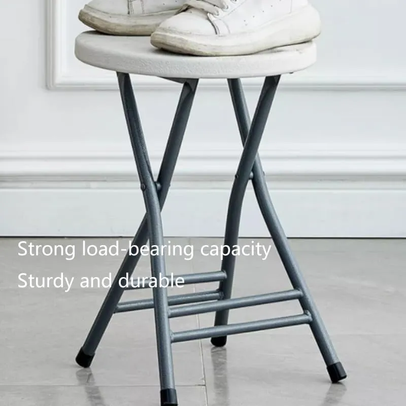 Plastic Folding Stool 20inch Foldable Camping Stool Portable Collapsible Round Stool with Handle for Indoor Outdoor Fishing BBQ(Black)