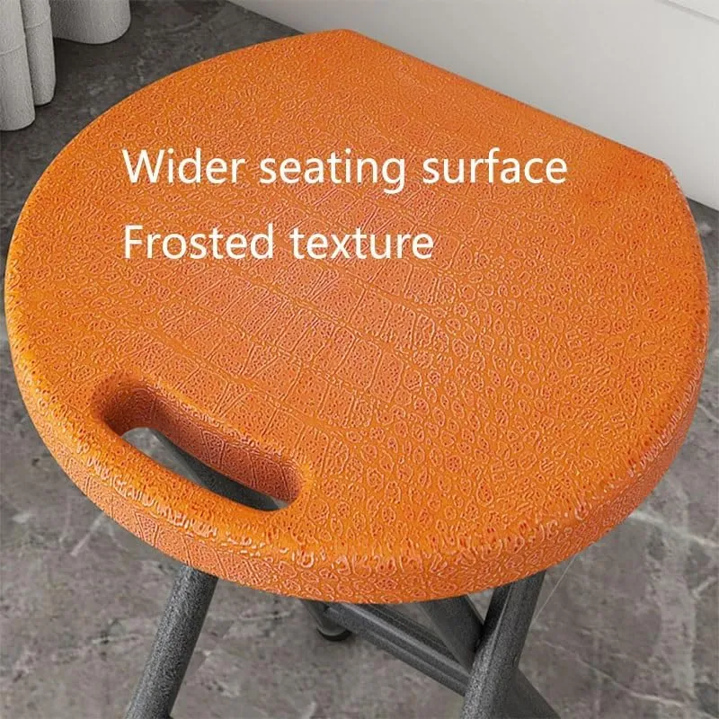 Plastic Folding Stool 20inch Foldable Camping Stool Portable Collapsible Round Stool with Handle for Indoor Outdoor Fishing BBQ(Black)