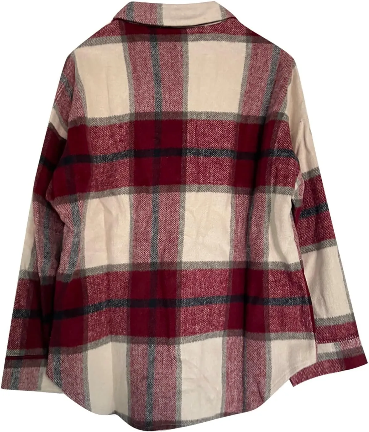 Plus Size Flannel Lapel Jacket Blouse Oversized Fall Shacket for Women Ladies Long Sleeve Fall Coat Plaid Long Shirt