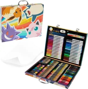 Pokemon Art Set for Boys Girls Drawing Painting Kit Markers Crayons Colored Pencils School Supplies Anime Gifts for Kids (Multi)