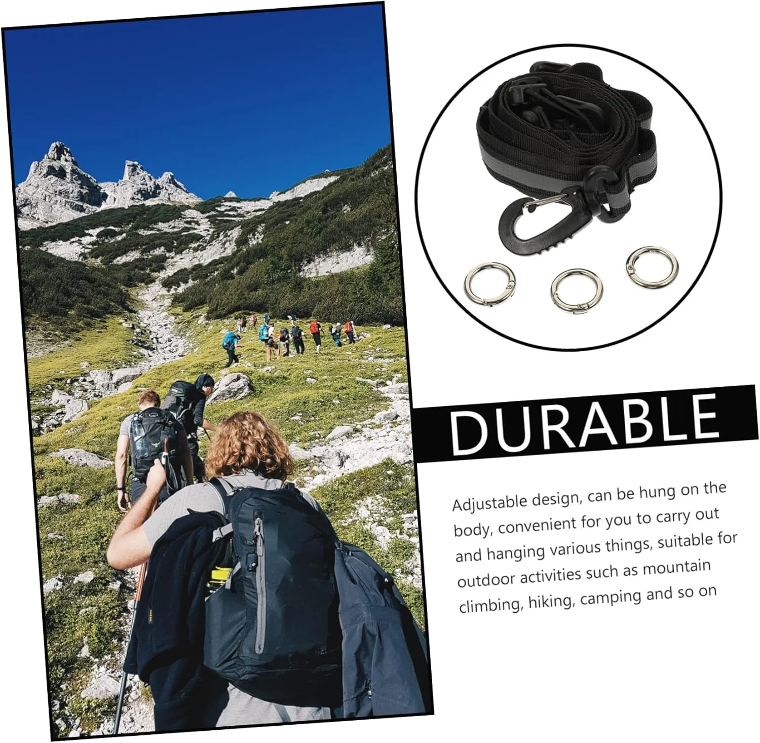 POPETPOP 2pcs Mountaineering Strap Crossbody Bag Strap Nylon Belts for Men Hiking Gear Hanging Storage Strap