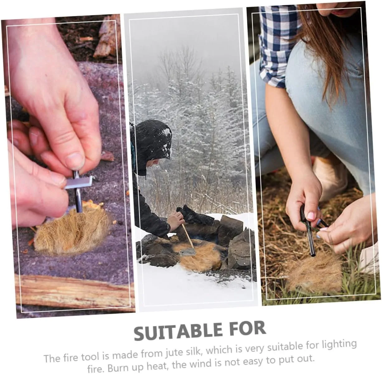 POPETPOP 3sets Jute Flame Starter Convenient Fire Tool for Camping BBQ and Durable Easy to Use for Campfires and Family Gatherings 3pcs*3