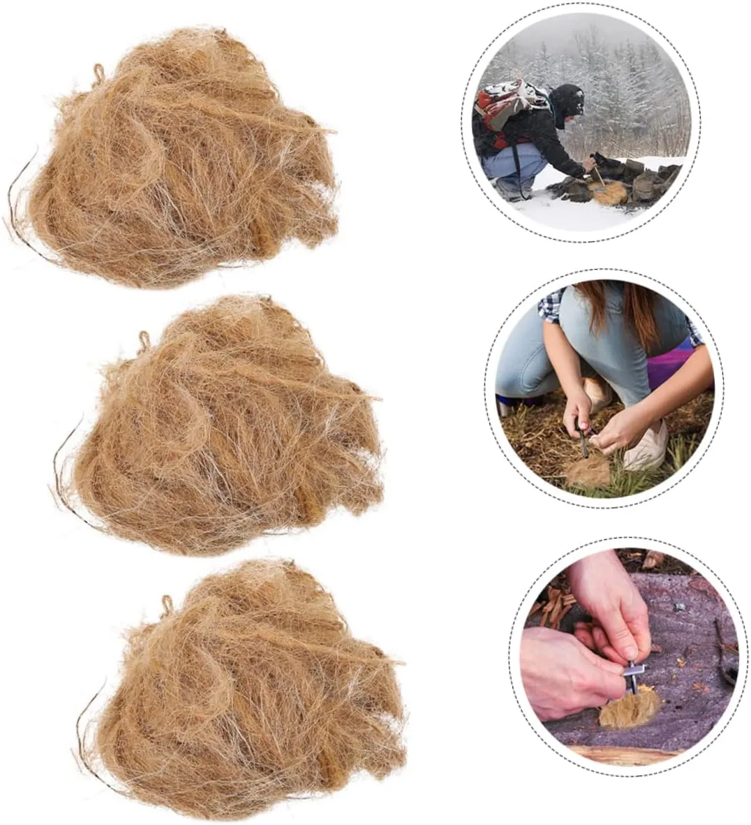POPETPOP 3sets Jute Flame Starter Convenient Fire Tool for Camping BBQ and Durable Easy to Use for Campfires and Family Gatherings 3pcs*3