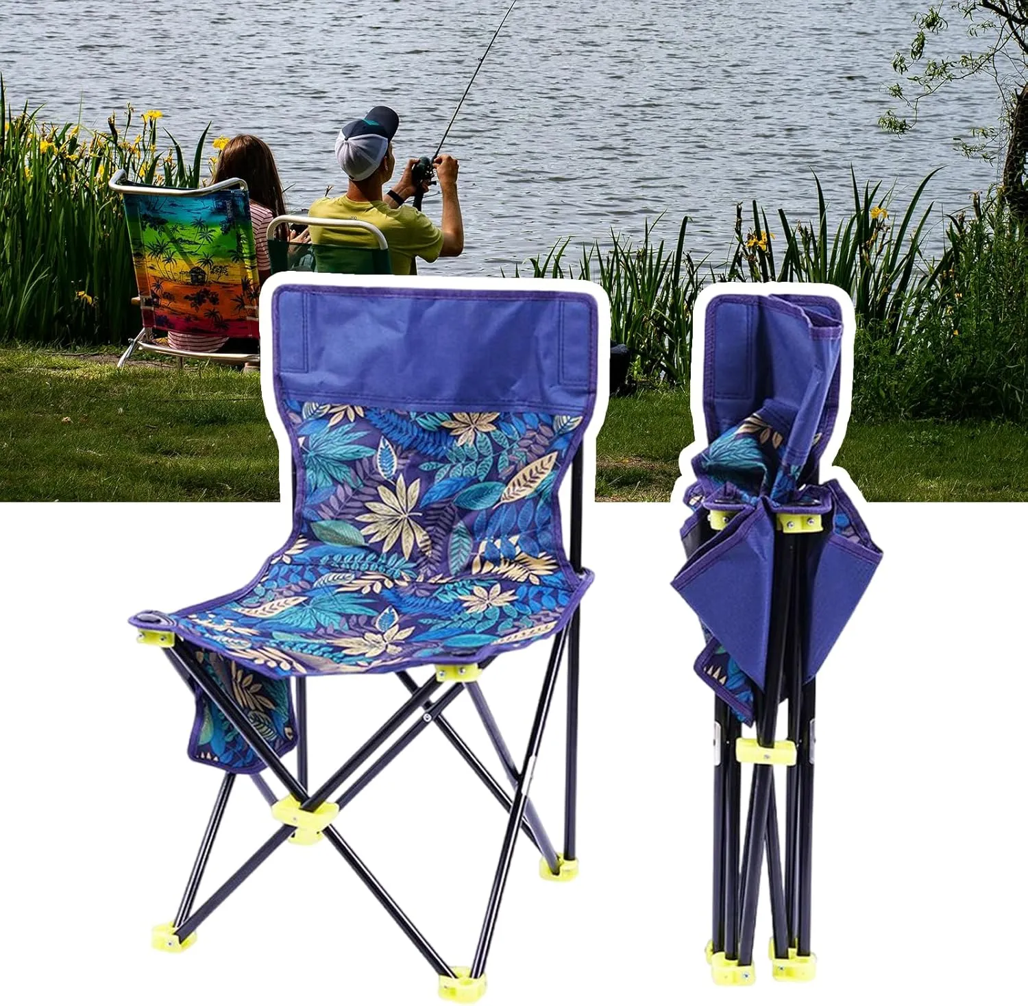 Portable Beach Chair Folding Camping Stool Portable Seats Fishing Chair for Camping Fishing Hikings Gardening Enduring Folding Base