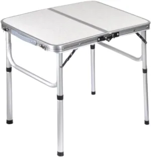 Portable Beach Table Folding Camping Table Small Adjustable Height Portable Lightweight Table Aluminum Fold Up Folding Camping Table, 60*45cm, White