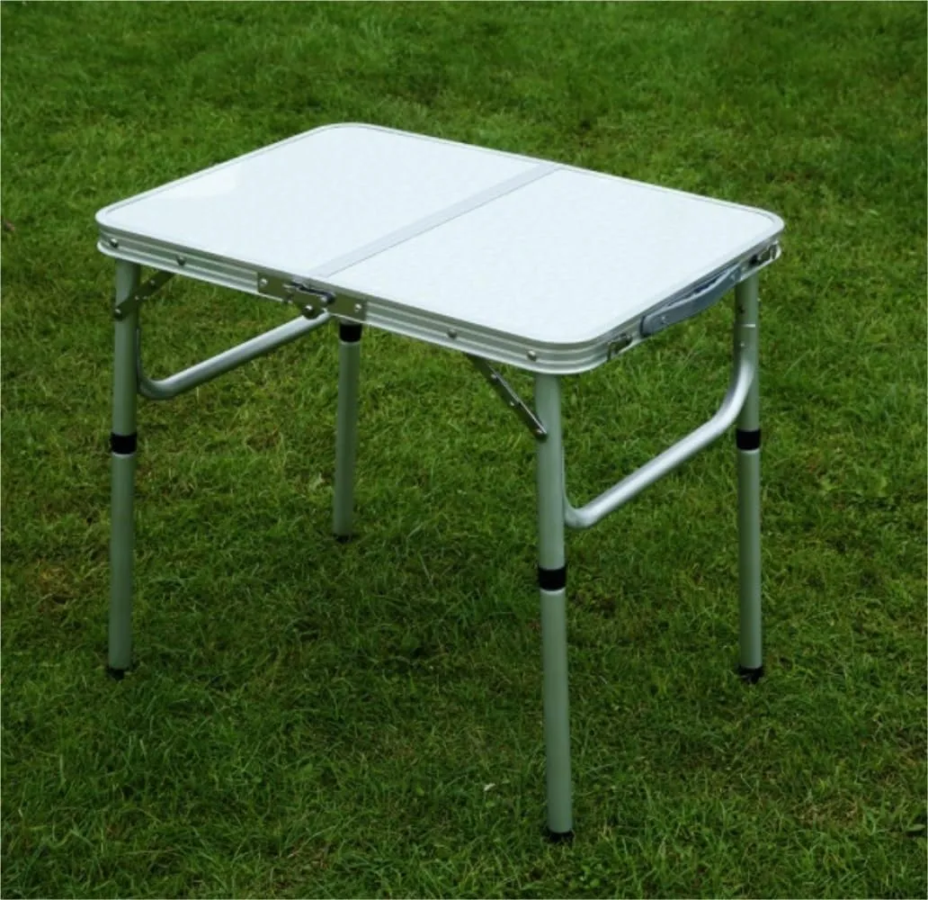 Portable Beach Table Folding Camping Table Small Adjustable Height Portable Lightweight Table Aluminum Fold Up Folding Camping Table, 60*45cm, White