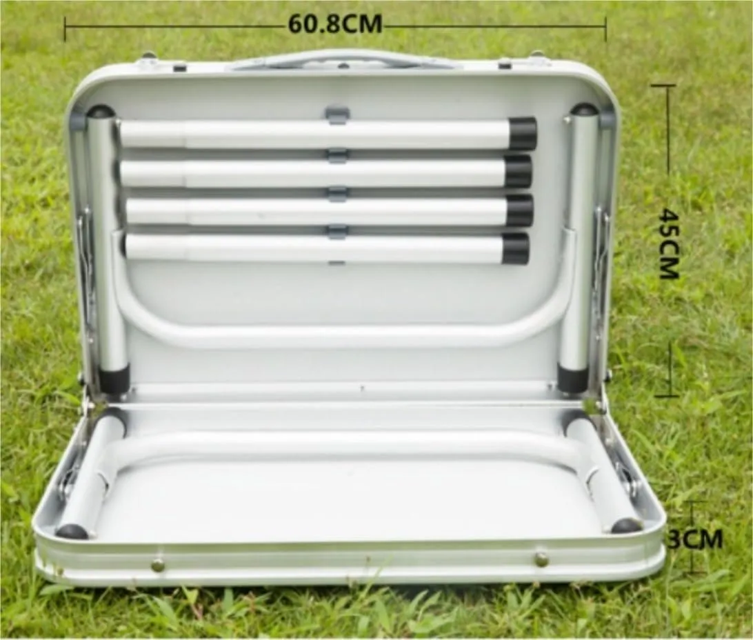 Portable Beach Table Folding Camping Table Small Adjustable Height Portable Lightweight Table Aluminum Fold Up Folding Camping Table, 60*45cm, White