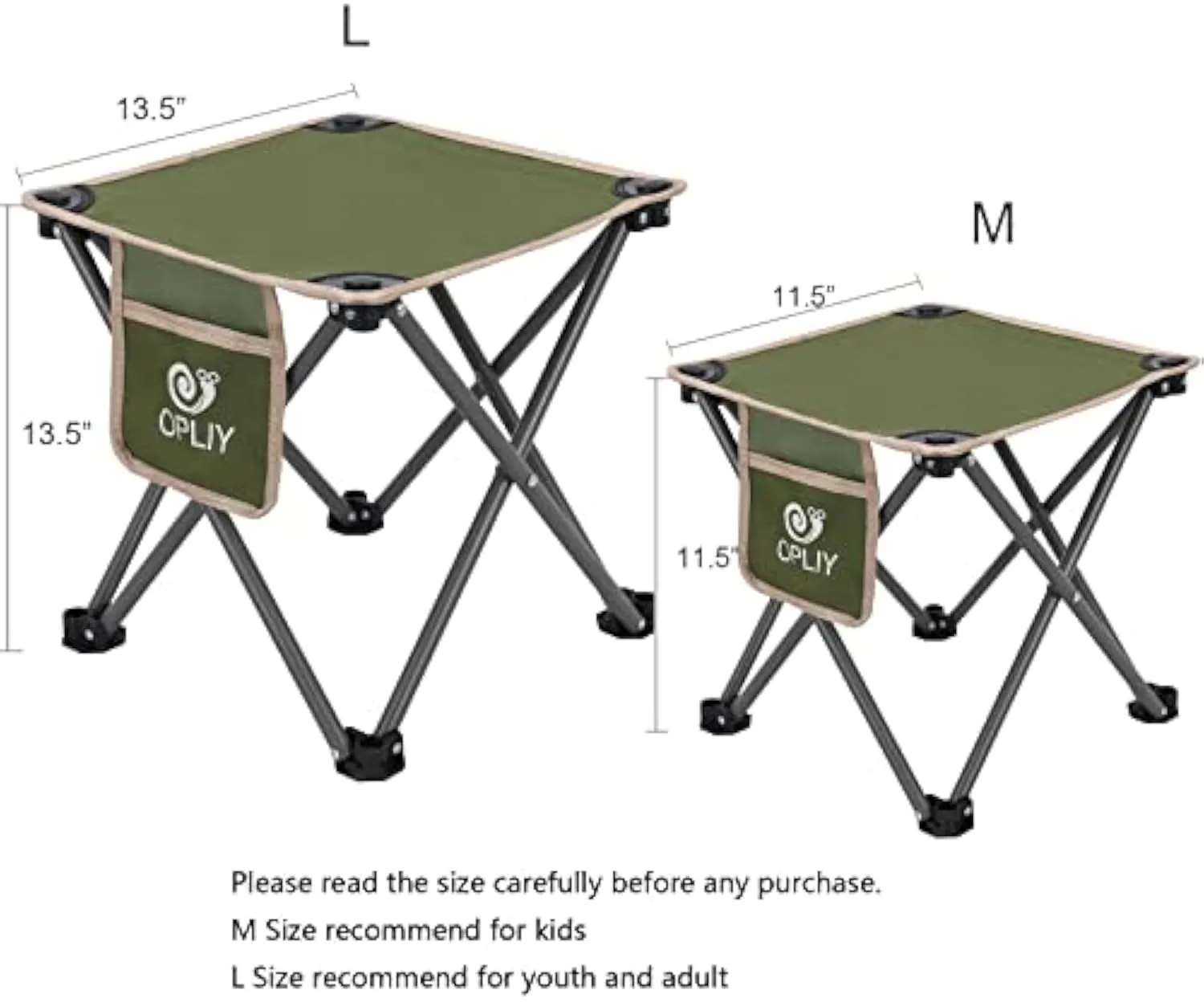 Portable Camp Seat Stool Camping Samll Camping (Green, Gardening Invitation-only sale Bag for Trustworthy service 13.5") Fishing Chair L with Stool, Folding Opliy and Hiking Beach, Carry Camping