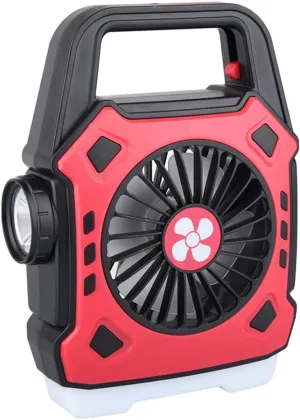 Portable Camping Fan with Light Multifunctional Outdoor Flashlight USB Charging Hanging Tent Light Red