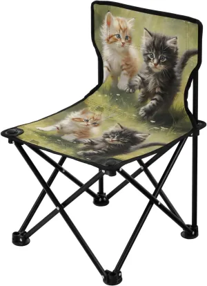 Portable Camping Folding Chairs Foldable Chair Small Little Cute Cat Lightweight Backpacking Outdoor Outside Fishing