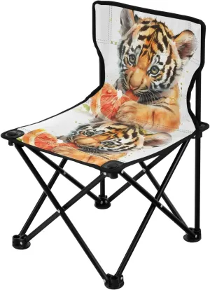 Portable Camping Folding Chairs Foldable Chair Small Tiger Grapefruit Lightweight Backpacking Outdoor Outside Fishing