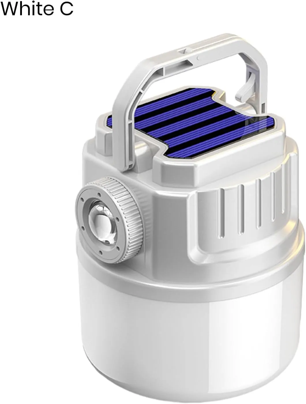 Portable Camping Lantern Lightweight Outdoor Lamp with Battery Indicator Compact 4 Adjustable Brightness Levels Rechargeable Waterproof Solar Powered White C