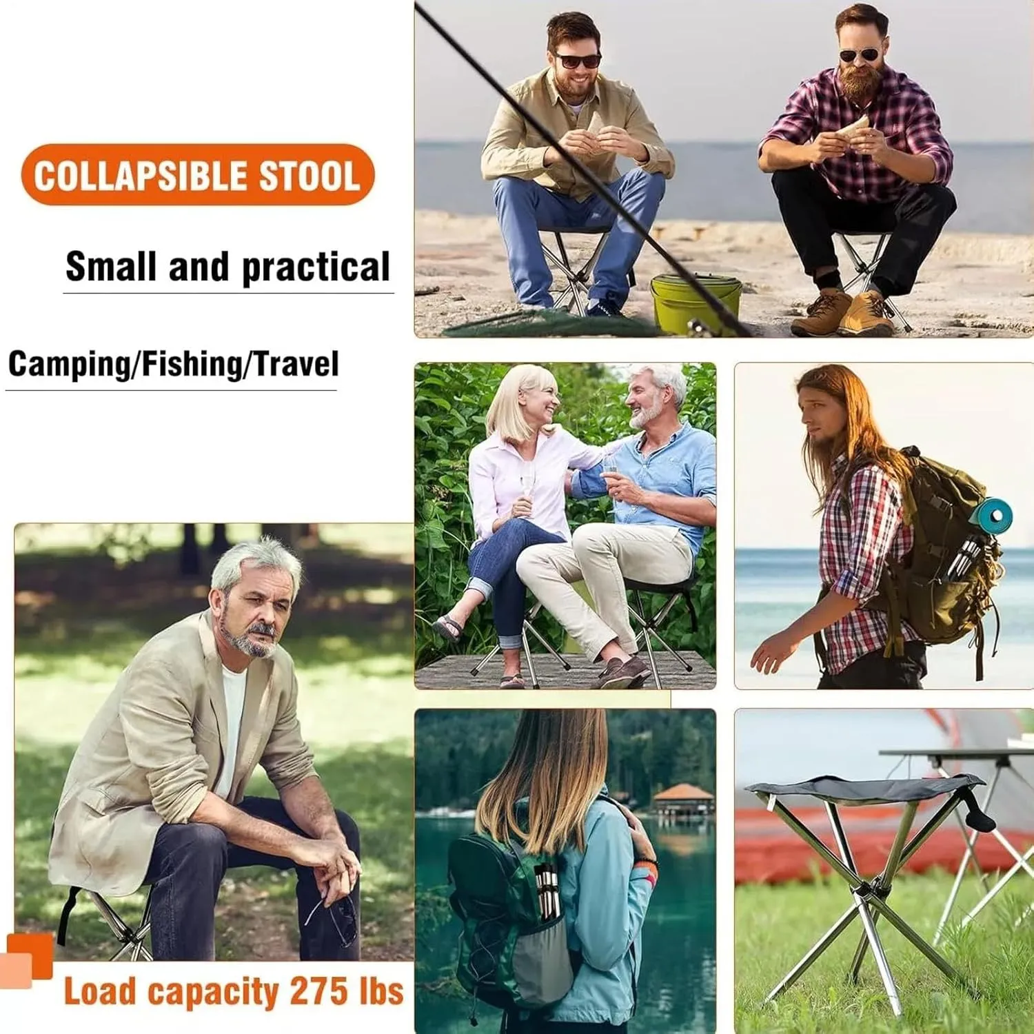 Portable Camping Stool - Foldable Travel Seat, Portable Folding Pop Up Stool | Small Retractable Folding Chair Foot Rest Stainless Steel Lightweight Backpacking Stool, Camping Seat for Camping Fishin