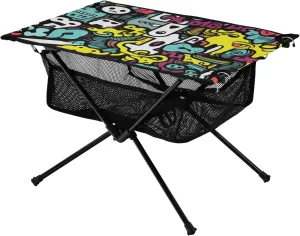 Portable Camping Table Abstract Cartoon Characters Outdoor Foldable Camp Tables for Outside, Camping, Hiking, Tailgating
