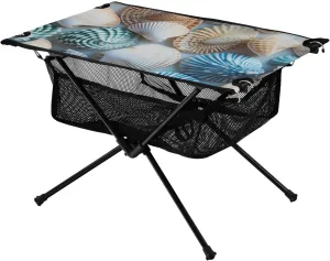 Portable Camping Table Blue and White Starfish Outdoor Foldable Camp Tables for Outside, Camping, Hiking, Tailgating