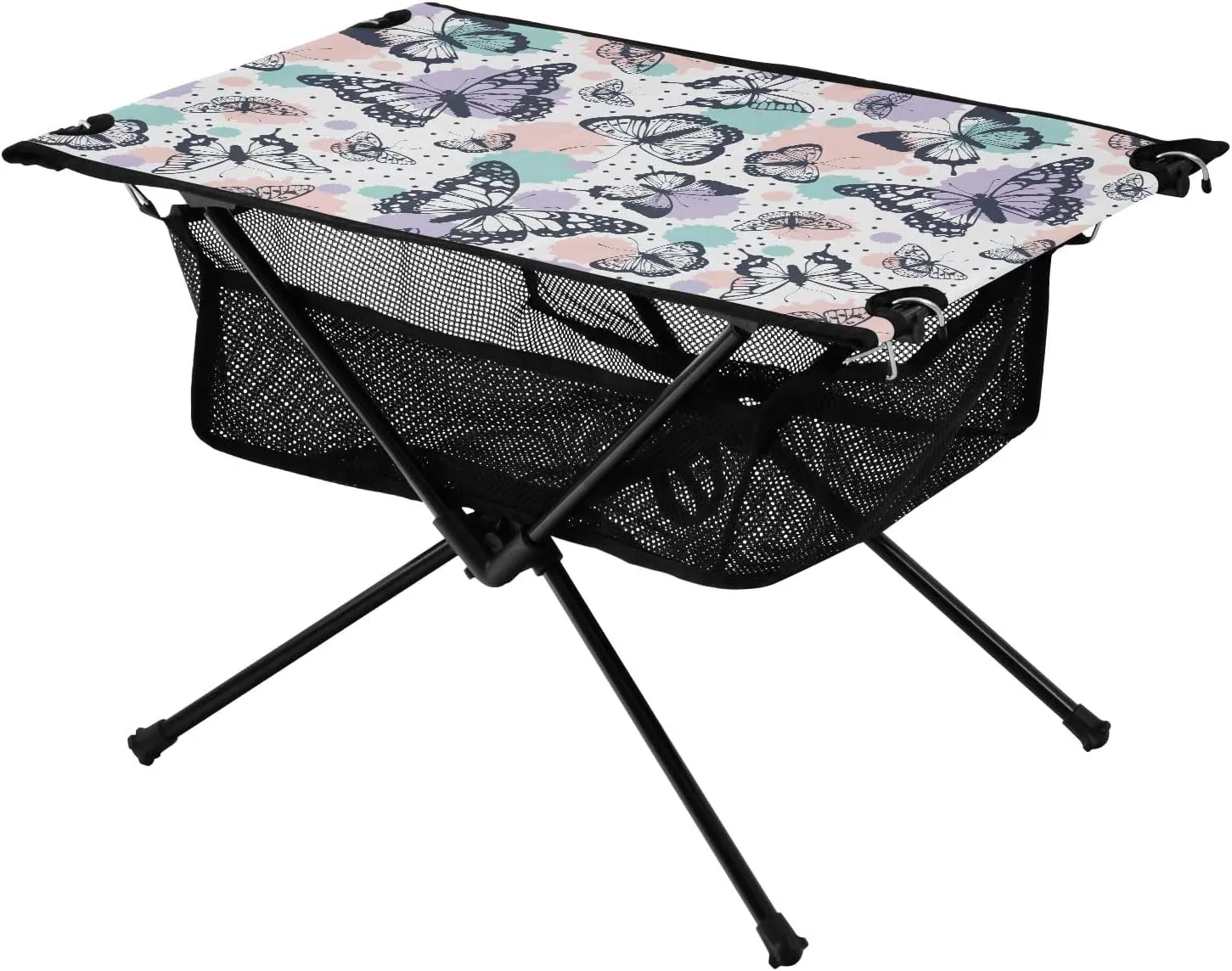 Portable Camping Table Butterflies Colorful Splash Dot Outdoor Foldable Camp Tables for Outside, Camping, Hiking, Tailgating