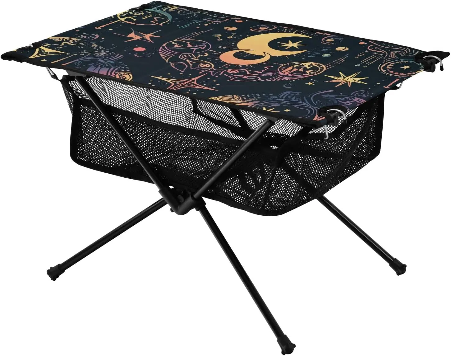 Portable Camping Table Mystic Astrology Magic Occult Symbol Around Moon Outdoor Foldable Camp Tables for Outside, Camping, Hiking, Tailgating