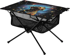 Portable Camping Table Stars and Dog Painting Outdoor Foldable Camp Tables for Outside, Camping, Hiking, Tailgating