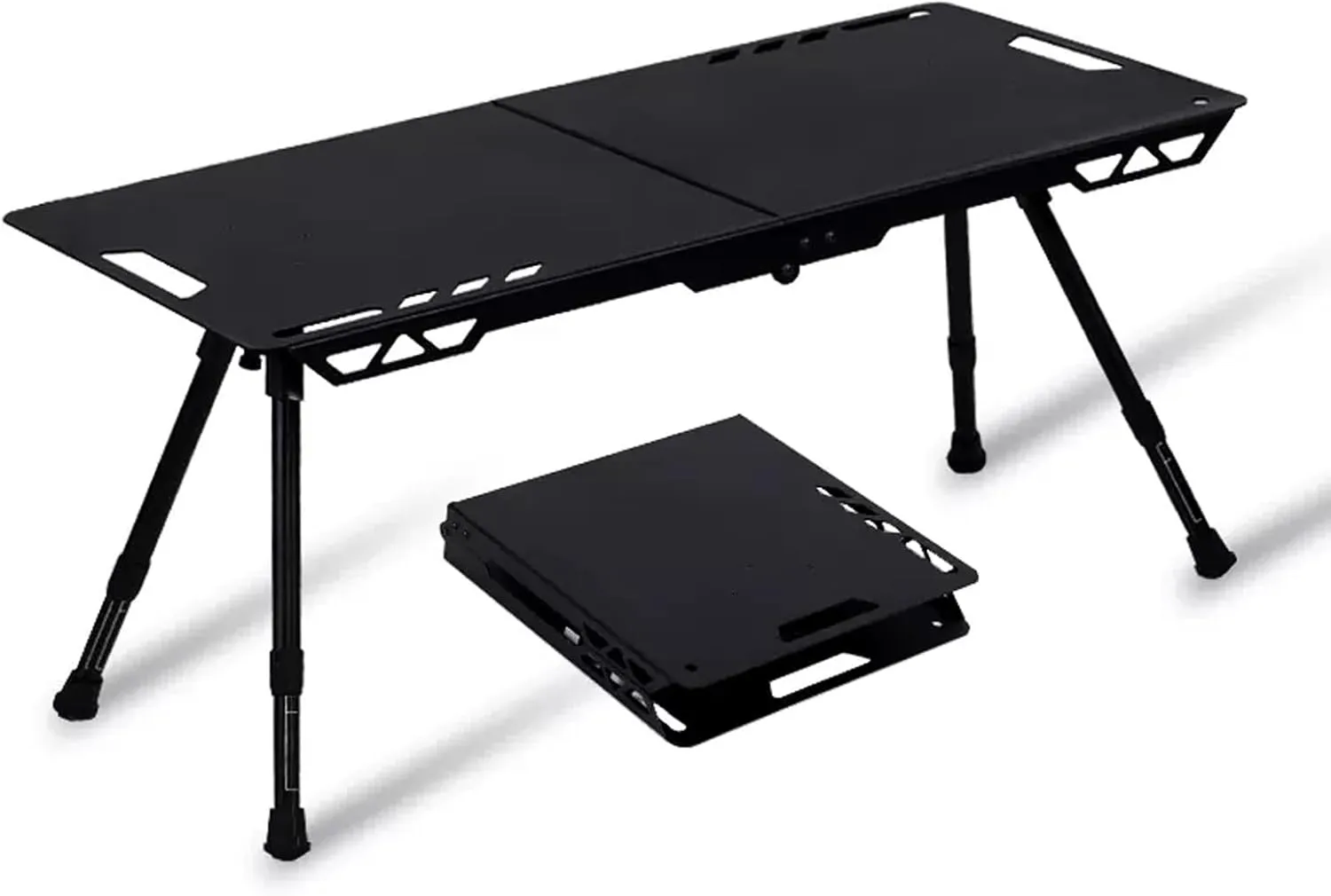 Portable Camping Tables, Folding Table with Hook, Portable Aluminum Table, Adjustable, Camp Table for Sand/Picnic/Fishing/Hiking (Color : Black-A)