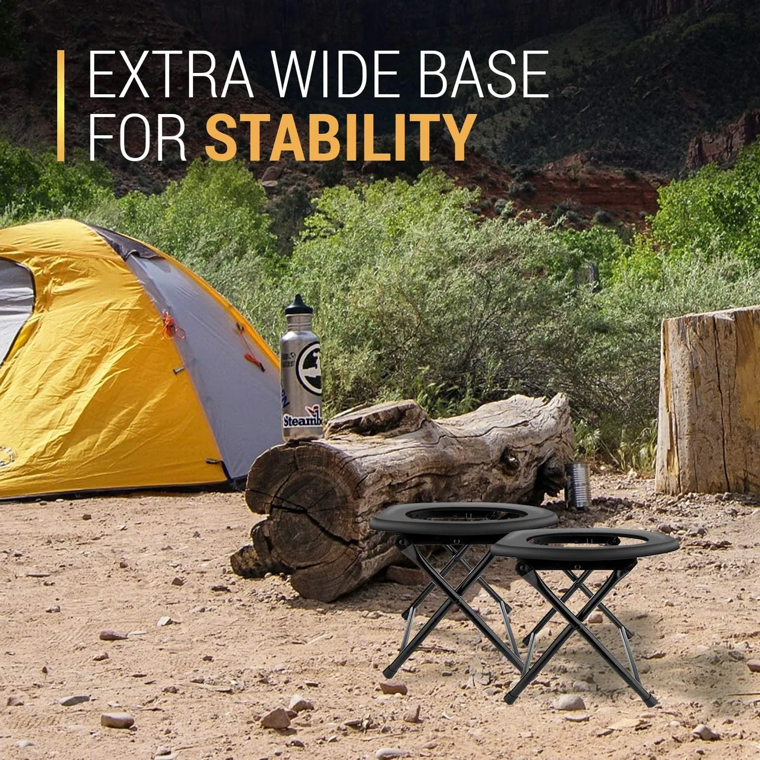Portable Camping Toilet Chair - Folding Bedside Commode - Lightweight Foldable Outdoor Porta Potty for Adults