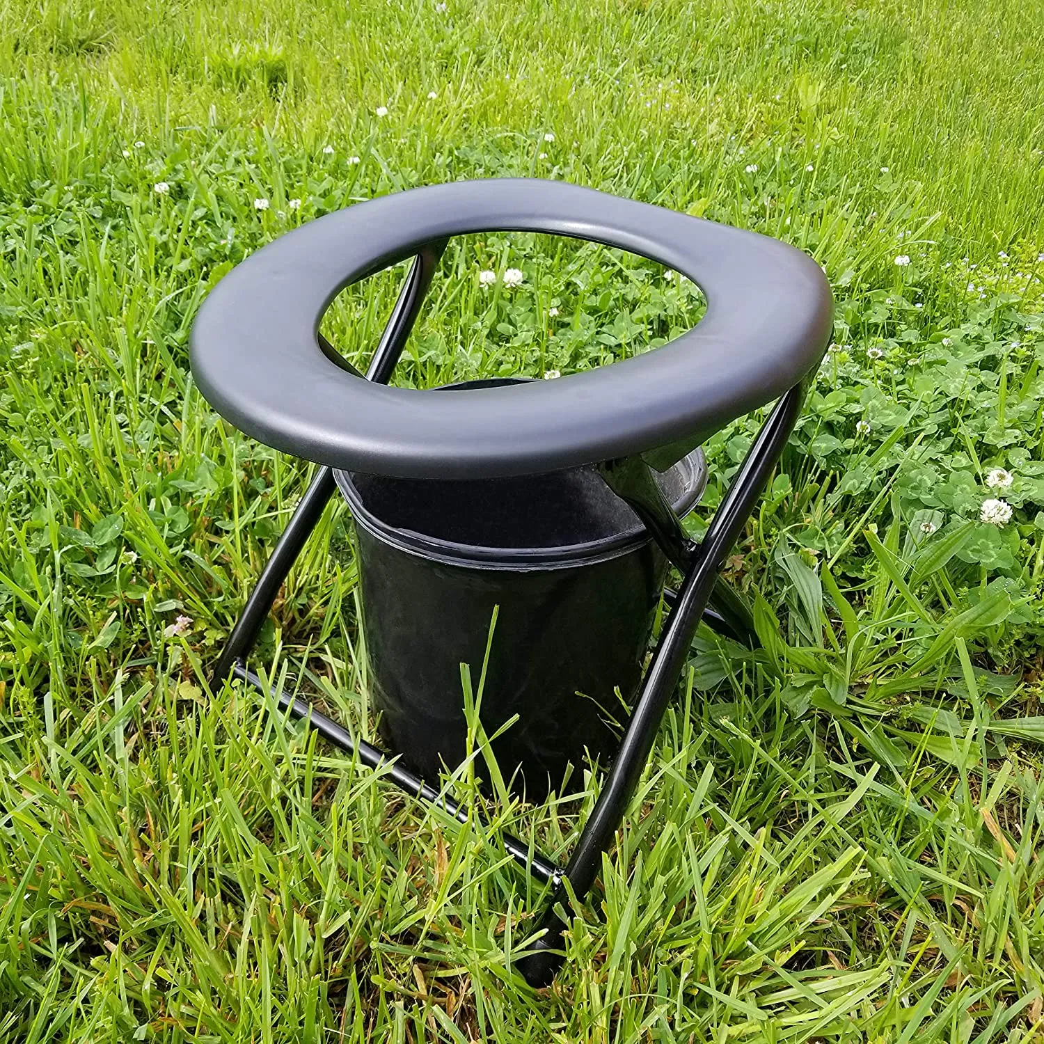 Portable Camping Toilet Chair - Folding Bedside Commode - Lightweight Foldable Outdoor Porta Potty for Adults