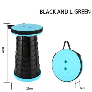 Portable Collapsible Telescopic Stool - Foldable, Lightweight, Adjustable, and Compact Camping Chair (Sky blue-Black)