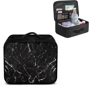 Portable Empty First Aid Kit Bag Large Black Marble Emergency Medical Bag Travel Size First Aid Pouch Storage Medical Supplies Organizer Bag for Car Home Office Kitchen Sport Outdoor