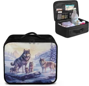 Portable Empty First Aid Kit Bag Large White Wolf Emergency Medical Bag Travel Size First Aid Pouch Storage Medical Supplies Organizer Bag for Car Home Office Kitchen Sport Outdoor