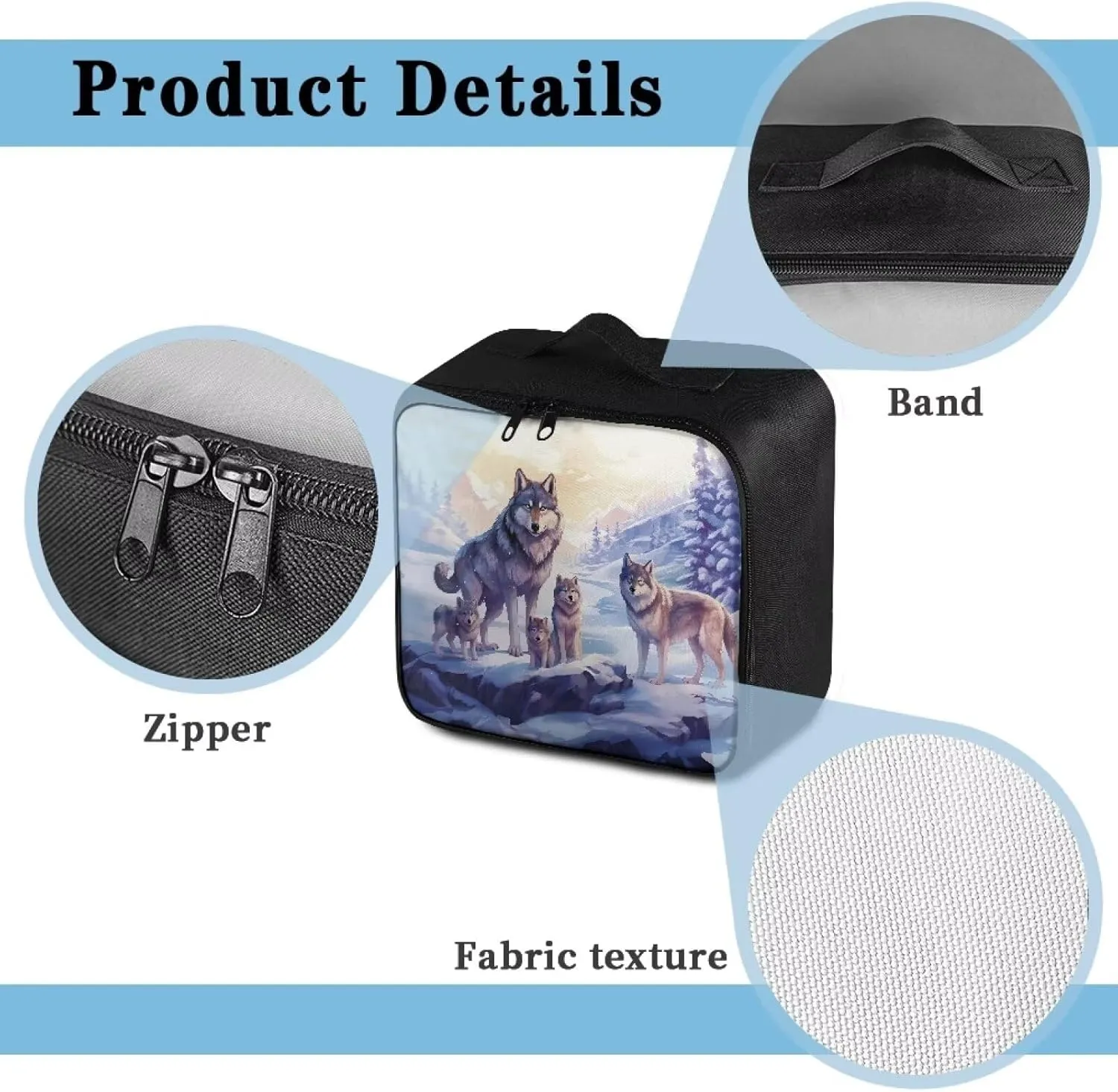 Portable Empty First Aid Kit Bag Large White Wolf Emergency Medical Bag Travel Size First Aid Pouch Storage Medical Supplies Organizer Bag for Car Home Office Kitchen Sport Outdoor